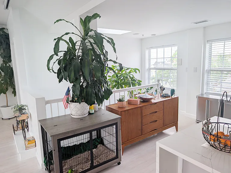 view from living room side of kitchen island