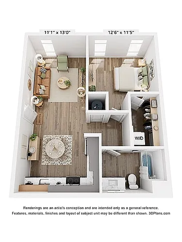 Floor plan The Presley One Bedroom