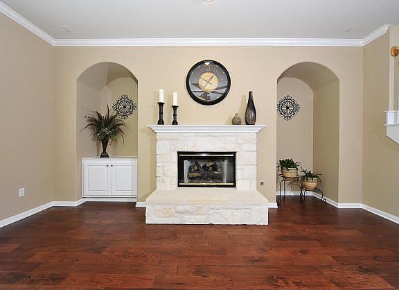 Limestone Fireplace w/Raised Hearth