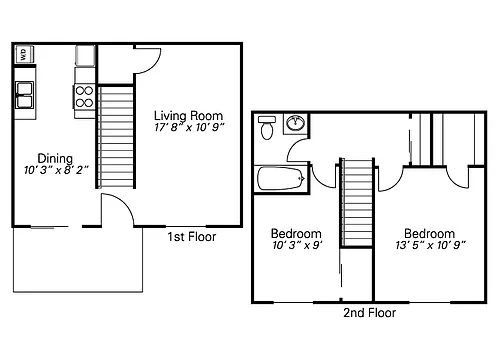 Floor plan 2-Bedroom Townhome