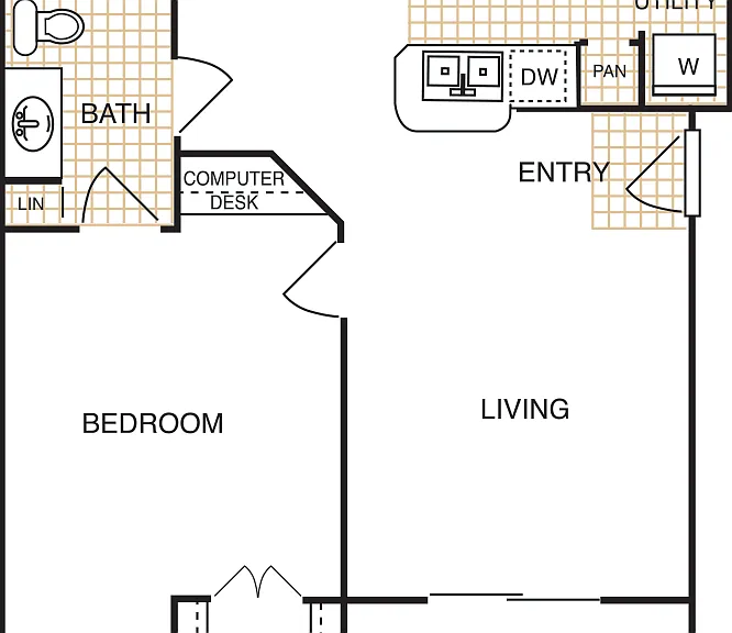 Estates at Memorial Heights - A2 - 1 Beds - 1 Baths - 700 Sq. ft.