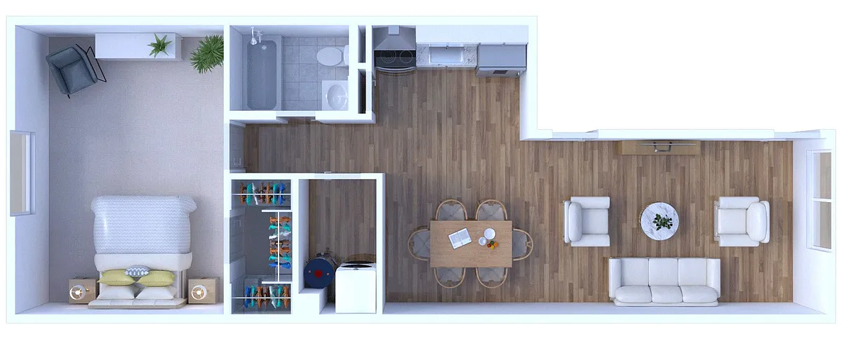 Floor plan 1 Bed 1 Bath | Classic