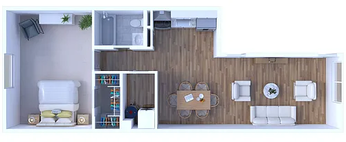 Floor plan 1 BR - 1 BTH