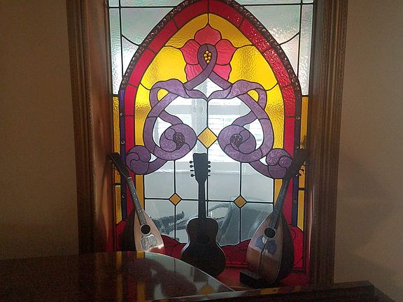 Stain Glass back of L. Room.