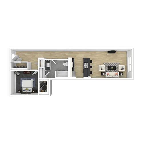 Floor plan 1 Bedroom, 1 Bath (60% Income Restrictions Apply)