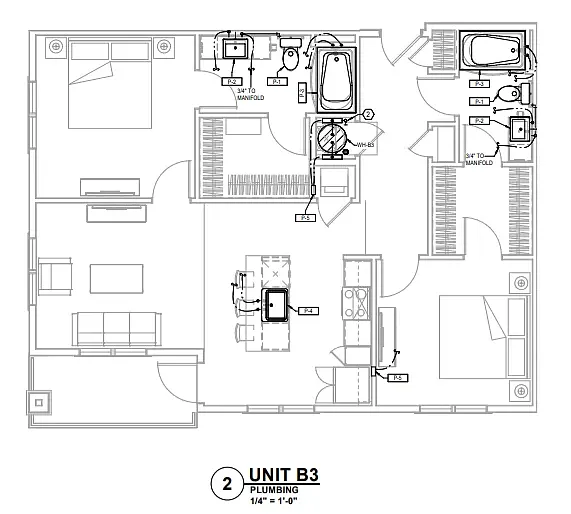 Floor plan 2 Bedrooms 2 Baths B3