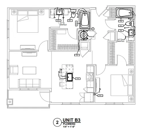 Floor plan 2 Bedrooms 2 Baths B3