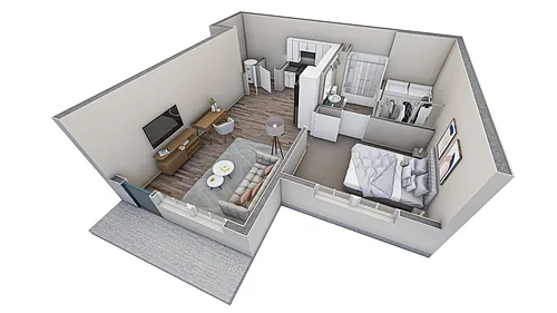 Floor plan 1 BR 1 Bath Horizon Courtyard