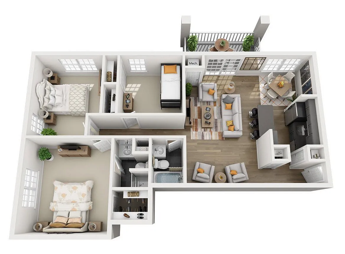 Floor plan 3 Bed 2 Bath | Classic