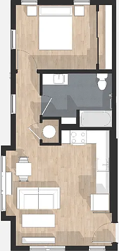 Floor plan One Bed One Bath (A)