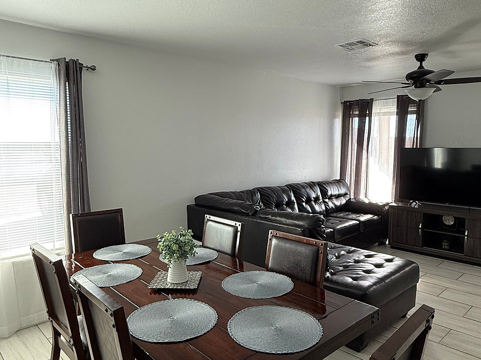 Living room and dining area.