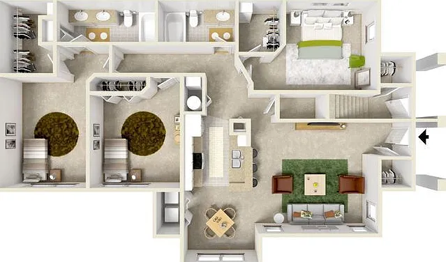 Hawthorne Village - 3 Bed/2 Bath Upstairs - 2 Beds - 2 Baths - 1403 Sq. ft.