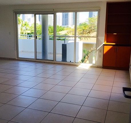 living room with balcony