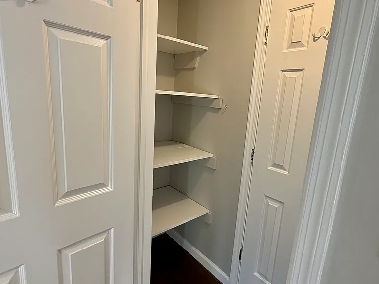 Shelves on the left side of the closet