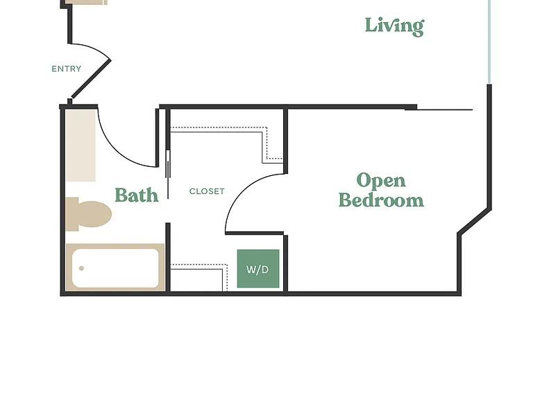 Studio, 1 Bath - Apt M Studio, 1 Bath - Apt M