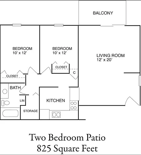 Floor plan 2 bedroom Patio