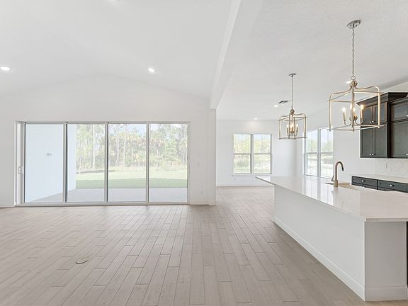 Great room with vaulted ceiling