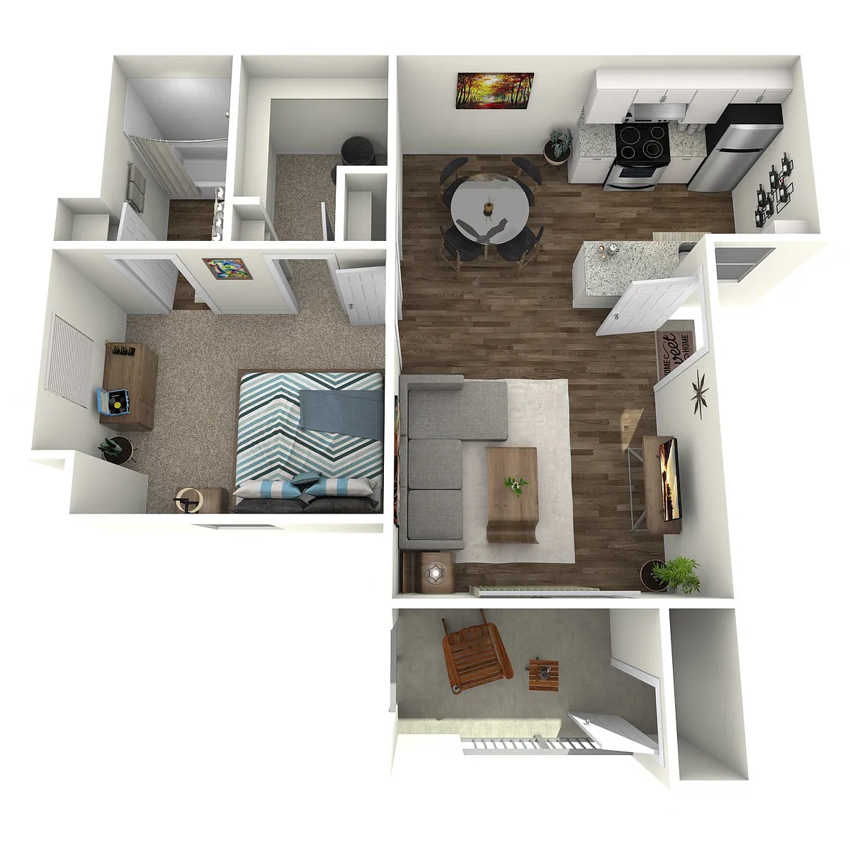 Floor plan B - 1 Bed 1 Bath