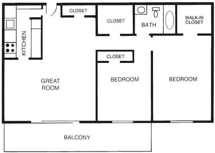 Floor plan 2B - 2 Bedroom