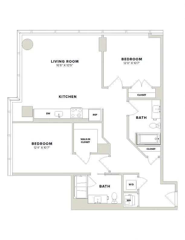 Floor plan 2 Bed-2 Bath- 2B Luminary