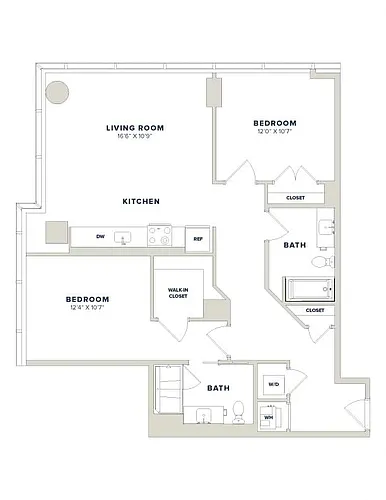 Floor plan 2 Bed-2 Bath- 2B Luminary