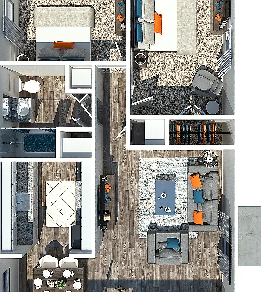 Ashton on Main Two Bedroom One Bathroom Floorplan Ashton on Main Two Bedroom One Bathroom Floorplan