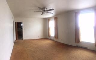 Living room with new ceiling fan