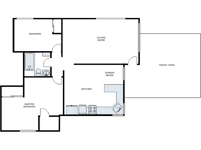 Floor plan 2 Bed / 1 Bath: Type A