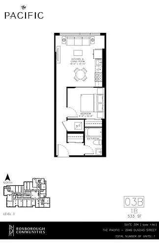 Floor plan 1 bedroom 1 bath 1 Bed 1 Bath 4