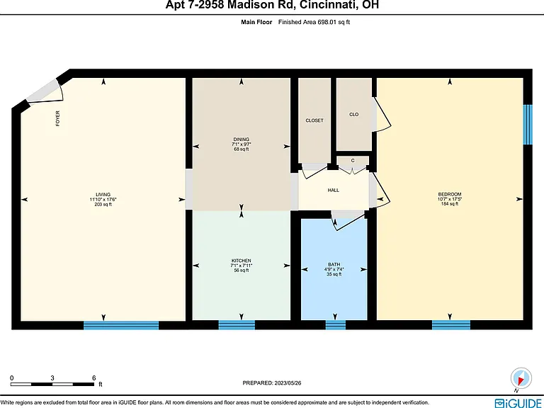 1x1 Rear Facing Floorplan 1x1 Rear Facing Floorplan