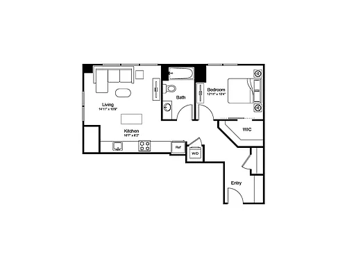 Floor plan 1 Bed/1 Bath-A7