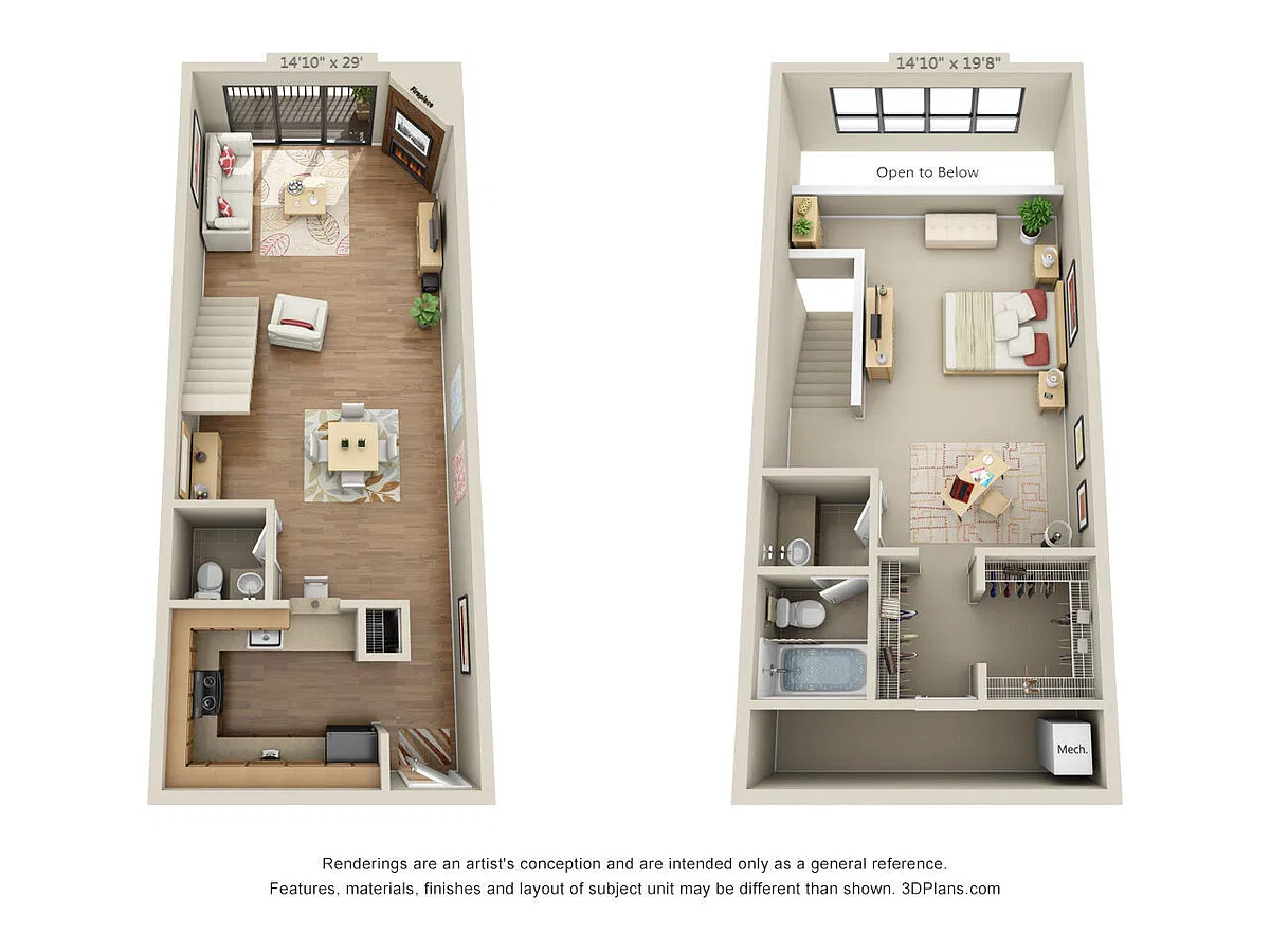 Floor plan 1 Bed 1.5 Bath C