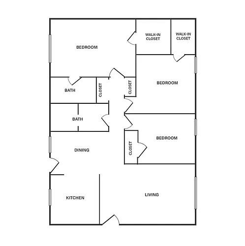 Floor plan C1 | 3 Bed | 2 Bath