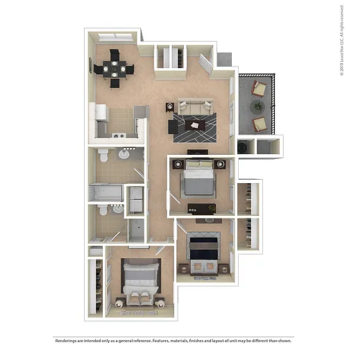 Floor plan Three Bedroom Two Bath