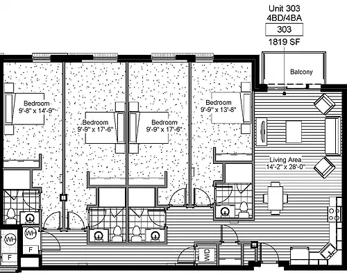 Floor plan 4 Bed 4 Bath