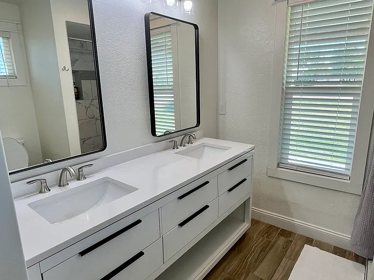 New master bath with his and hers sinks.