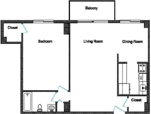 Floor plan 1 Bedroom 1 Bath