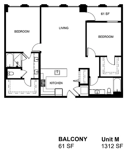Floor plan M M-Rev - 2 Bedroom
