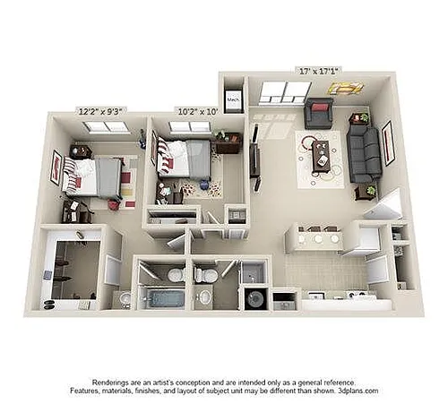 Floor plan 2 Bed 2 Bath
