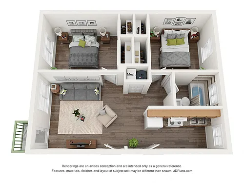 Floor plan 2 Bedroom 1 Bathroom