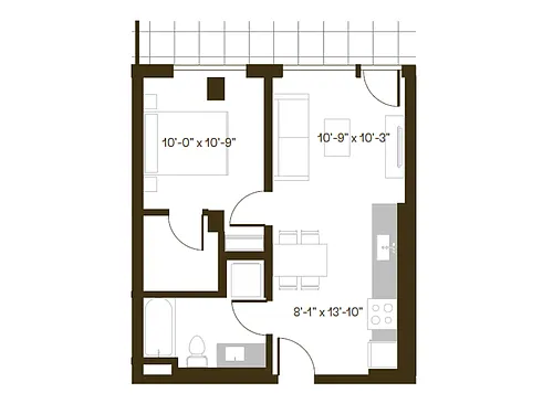 Floor plan 1 Bedroom, 1 Bath A5