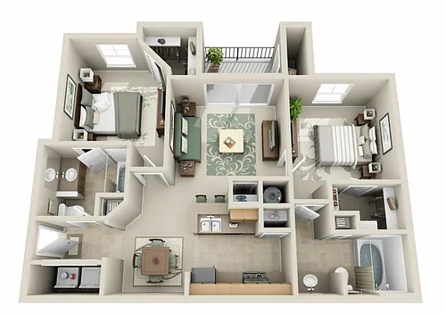 Floor plan B1 The Kensington - Two Bedroom, Two Bathroom