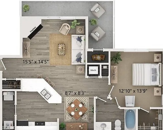 A1 One Bedroom Floor Plan A1 One Bedroom Floor Plan