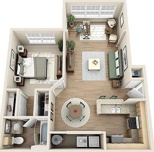 Plantation Park - The South Park W/Solarium - 1 Beds - 1 Baths - 769 Sq. ft.