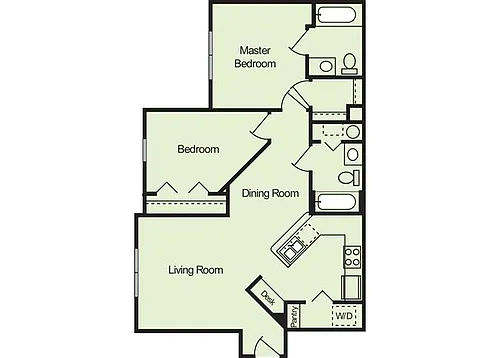 Floor plan Two Bedroom Two Bathroom 60%