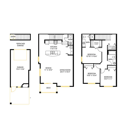 Floor plan North 3x2.5 Townhome