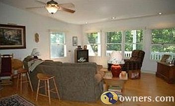 The great room's wall of windows