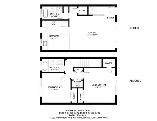 Floor plan SURFSIDE 2 BED 2 BATH