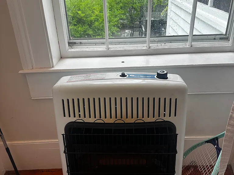 Extra propane heater, first floor hallway
