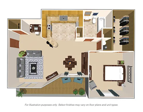 Floor plan 1 Bedroom, 1 Bath 800SqFt